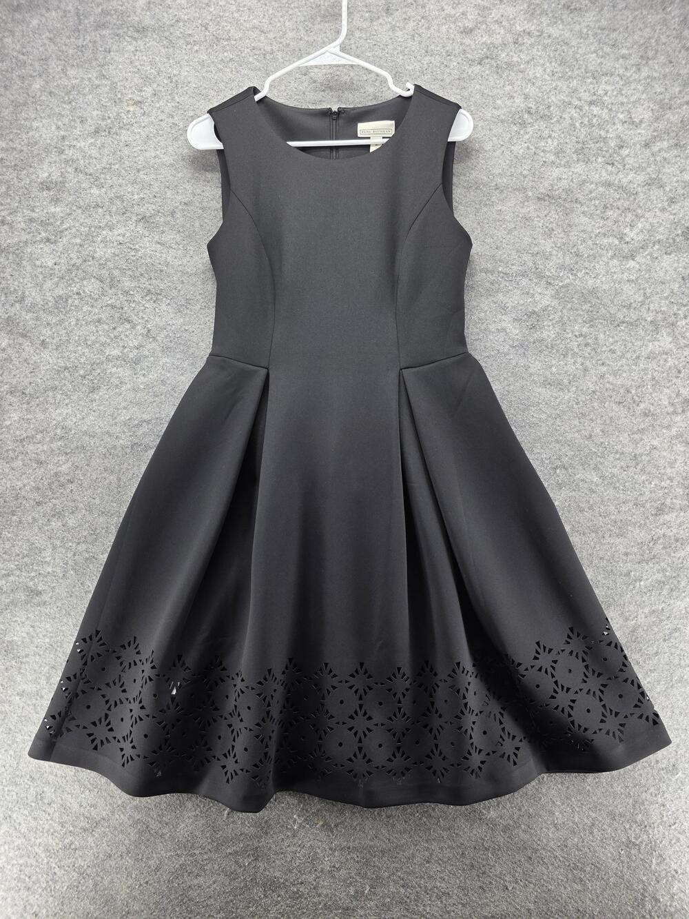 Dana Buchman Dress Womens 6 Black Fit Flare Sleeveless Laser Cut Party